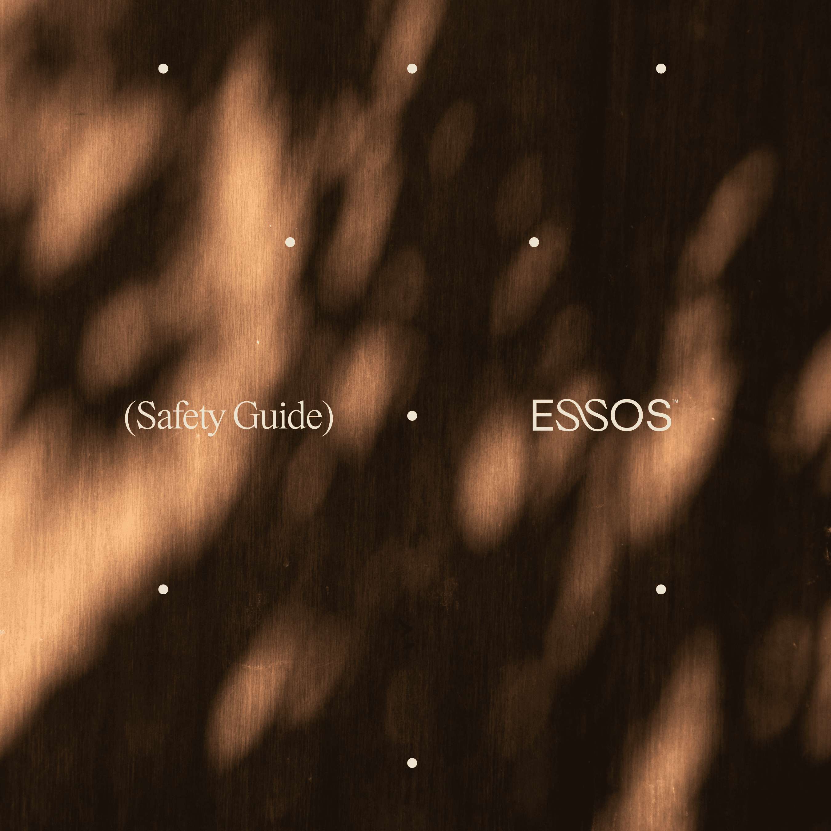 Essos Safety Guide brand frame — warm sunlight and dappled shadow across a wood surface, with the article category and the Essos wordmark set in serif type.