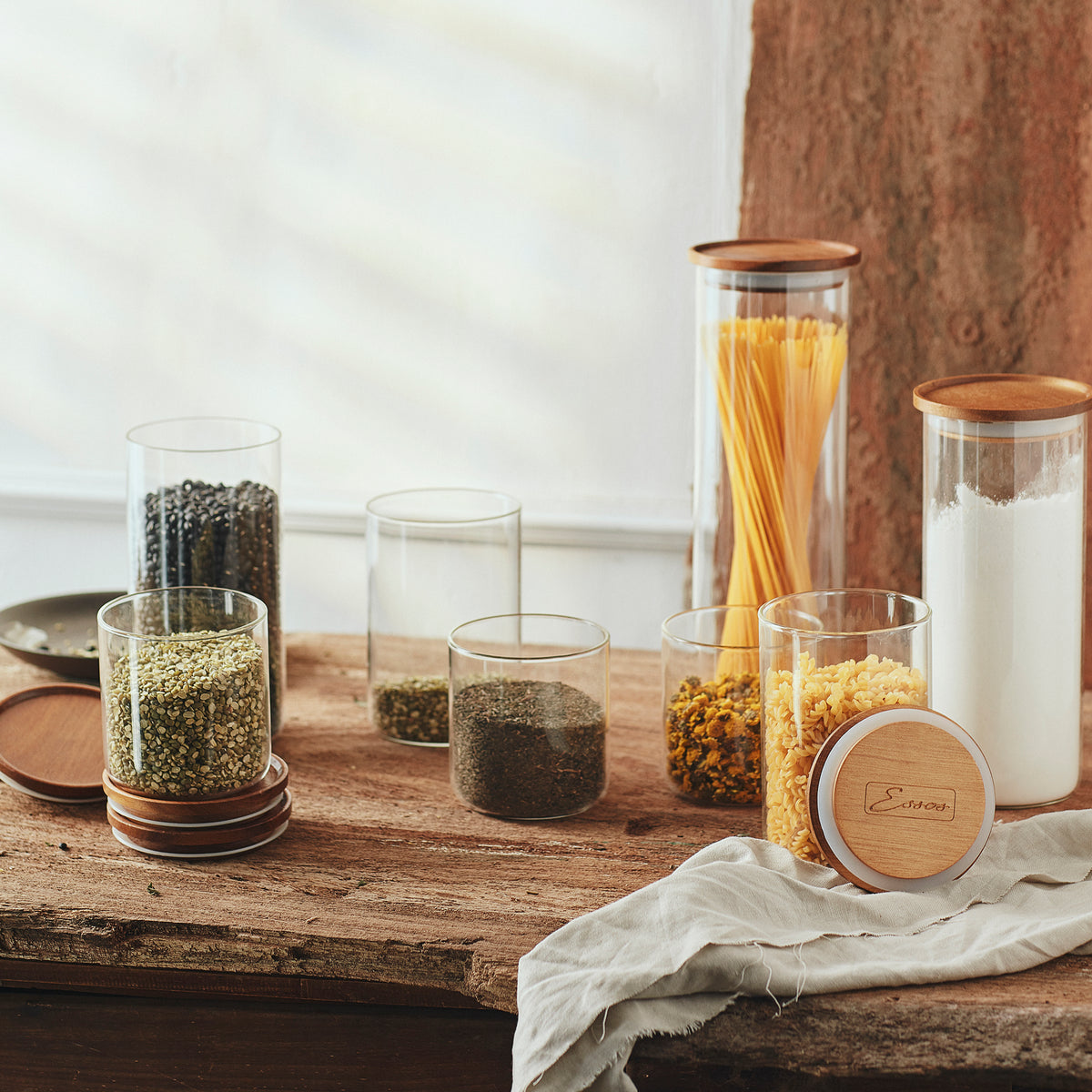 Glass Jars with Wood Lids